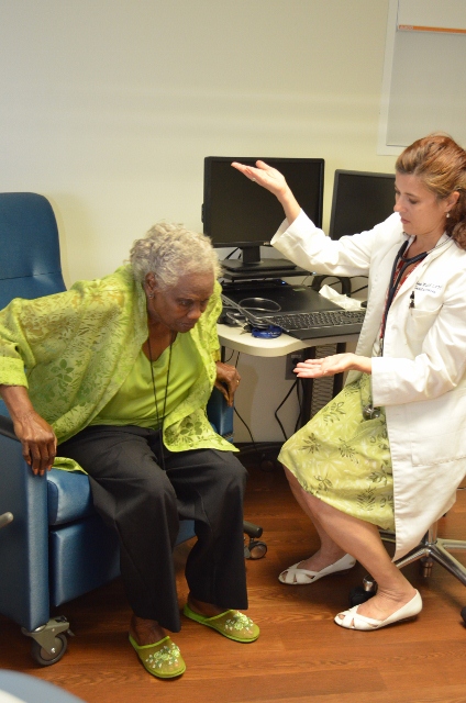 Wirt assesses Ellisor's ability to stand from a sitting position